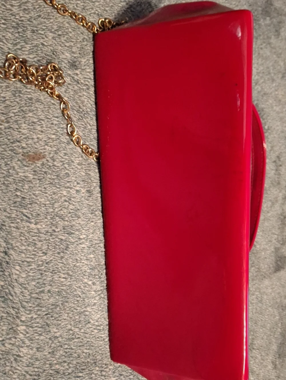 Vintage-Style Glossy Red Patent Faux LeatheRed Patent Frame-Top Women’s Handbag - Picture 5 of 6